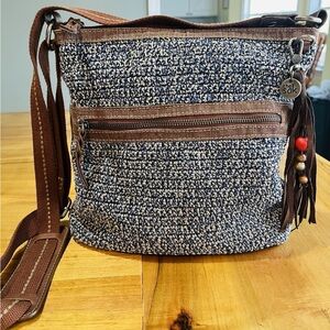 The Sak Lucia Crochet Crossbody Bag Blue & Brown